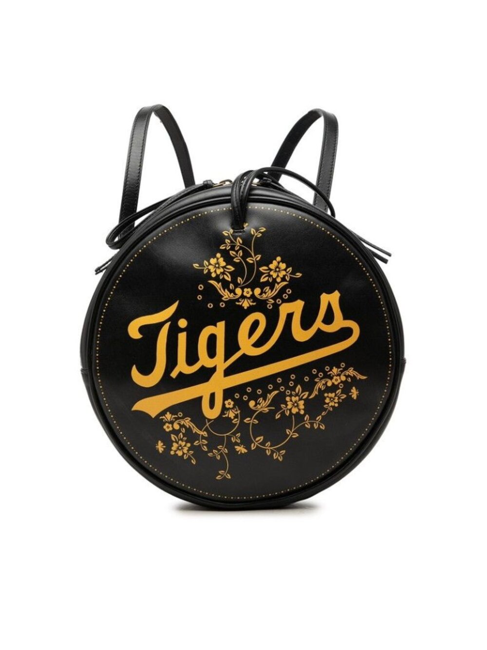 Gucci Round Backpack Black Yellow Leather